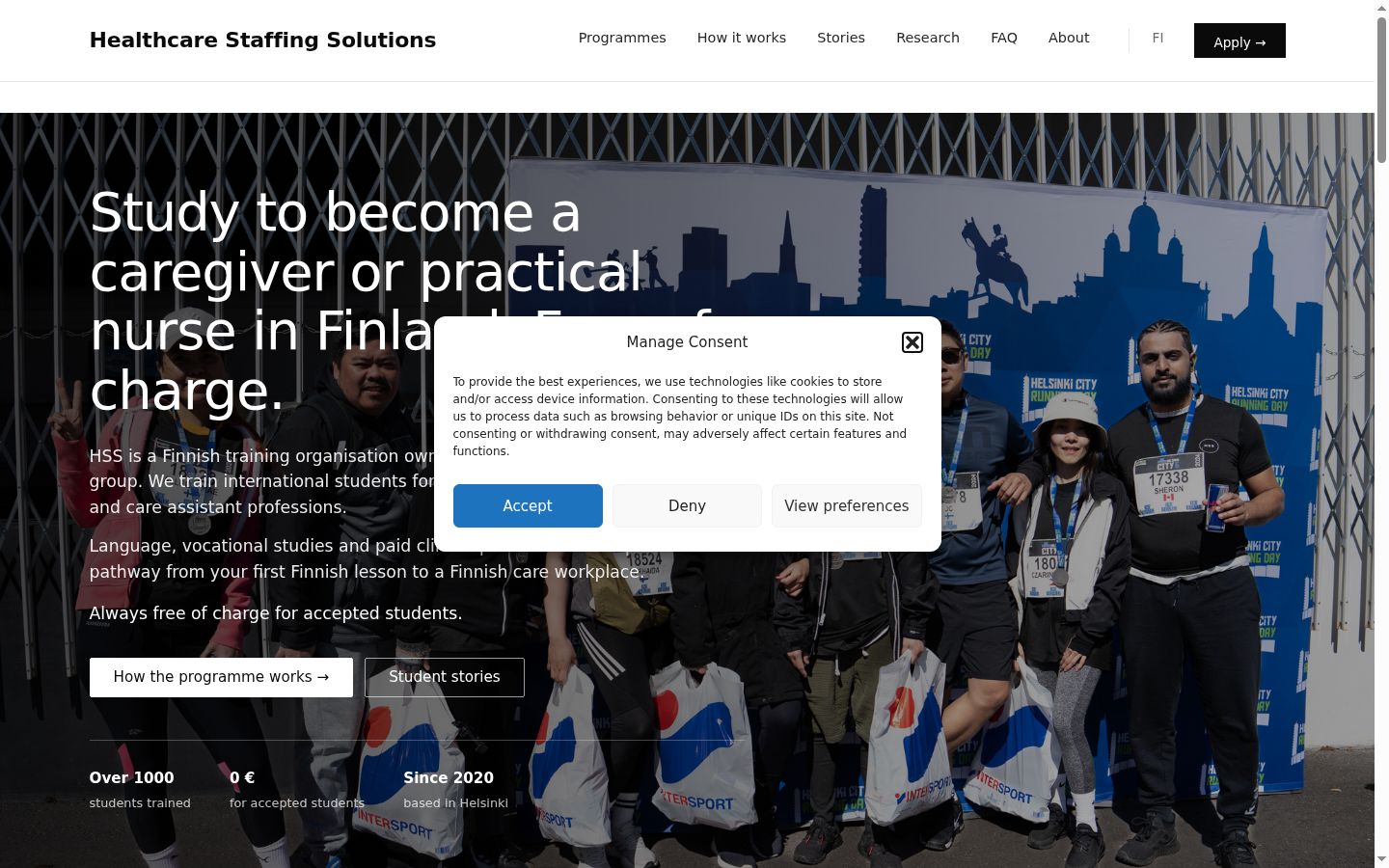 Screenshot tal-banner tal-kunsens muri qabel kwalunkwe interazzjoni
