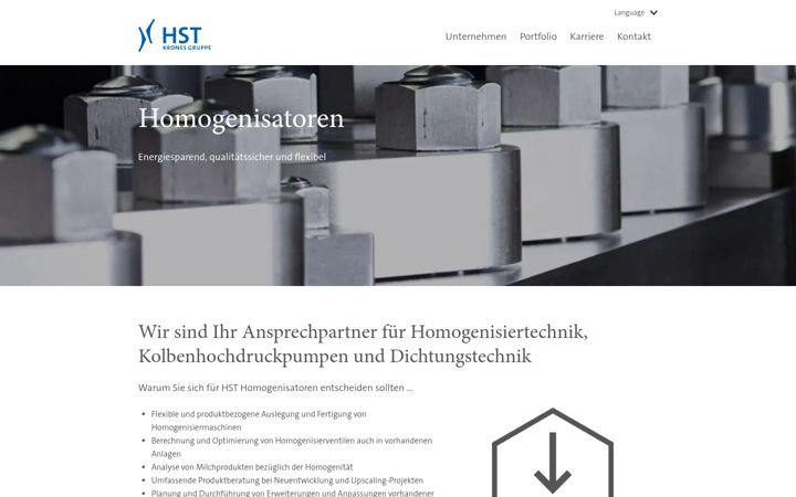 Screenshot of hst-homogenizers.com