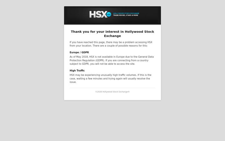 Screenshot of hsx.com