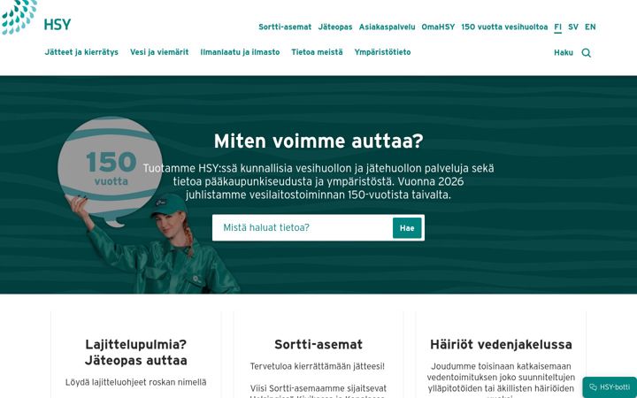 Screenshot of hsy.fi