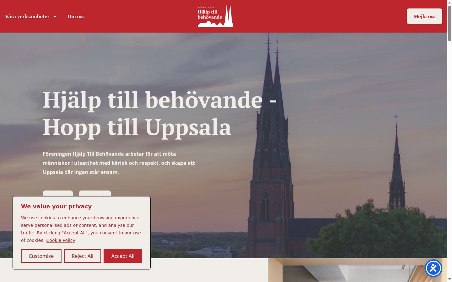 Ekrānuzņēmums ar piekrišanas baneri, kas tika rādīts pirms jebkādas mijiedarbības