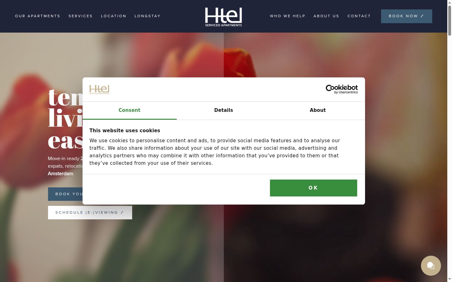 Screenshot of the consent banner shown before any interaction