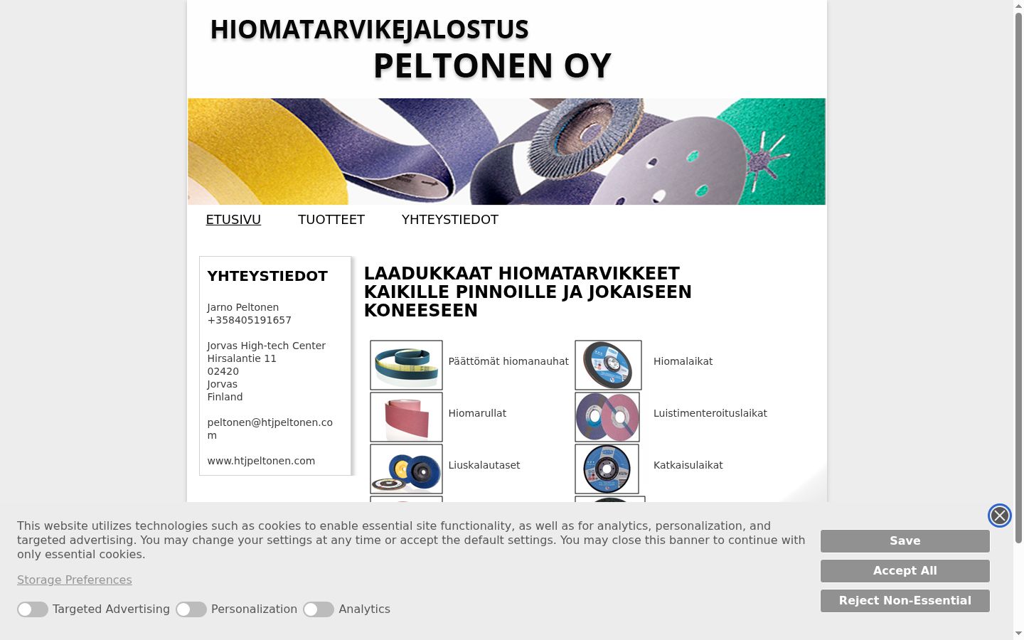 Skjermbilde av samtykkebanneret slik det vises før noen interaksjon