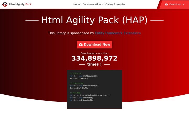Screenshot of html-agility-pack.net