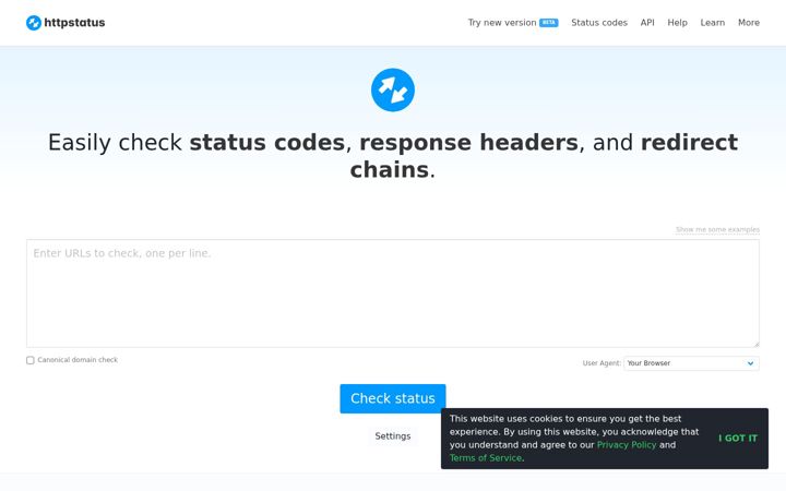 Screenshot ta' httpstatus.io