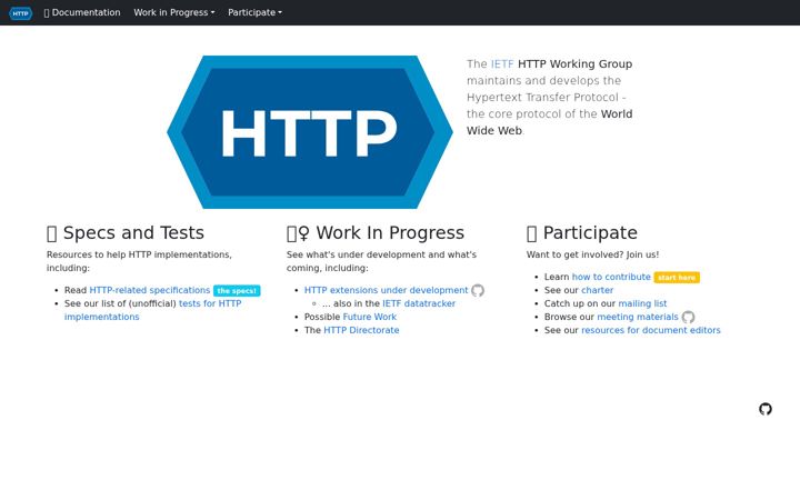 Snimka zaslona za httpwg.org