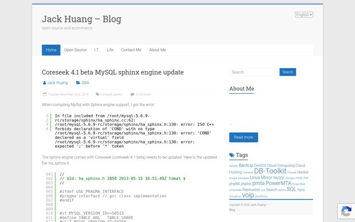 Screenshot of huangzhong.ca