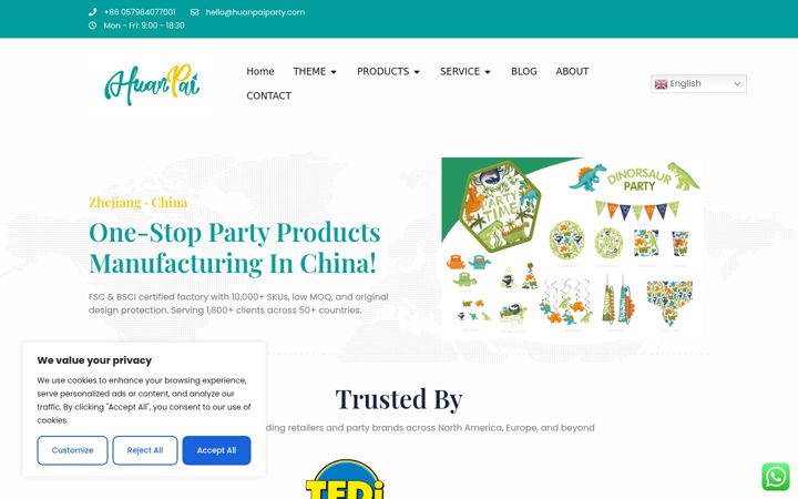Screenshot of huanpaiparty.com