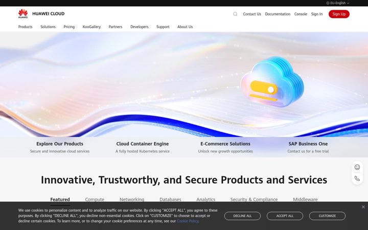 Zrzut ekranu huaweicloud.com