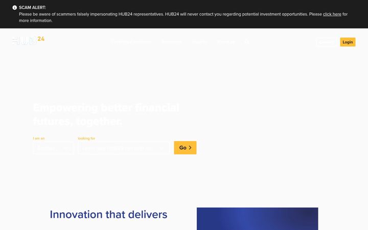 Screenshot of hub24.com.au