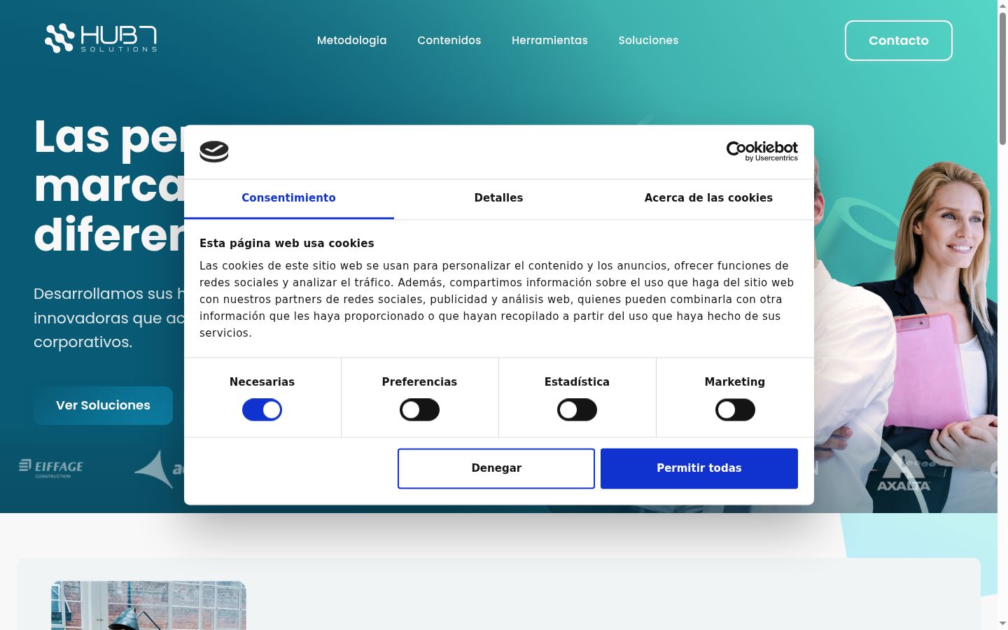 Screenshot del banner di consenso mostrato prima di qualsiasi interazione