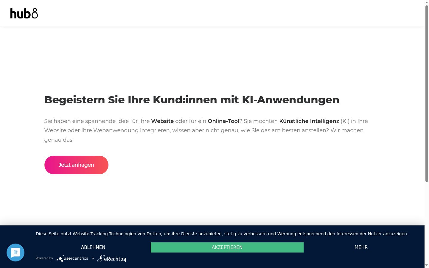 Screenshot del banner di consenso mostrato prima di qualsiasi interazione
