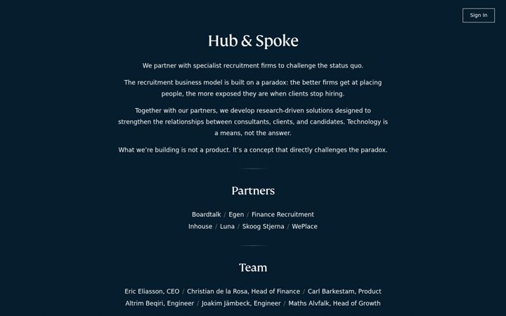 Screenshot of hubandspoke.se