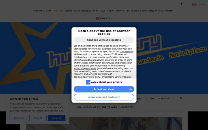 Screenshot of hubartistry.net