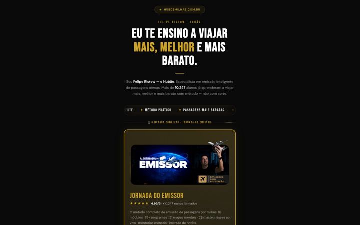 Screenshot of hubdemilhas.com.br