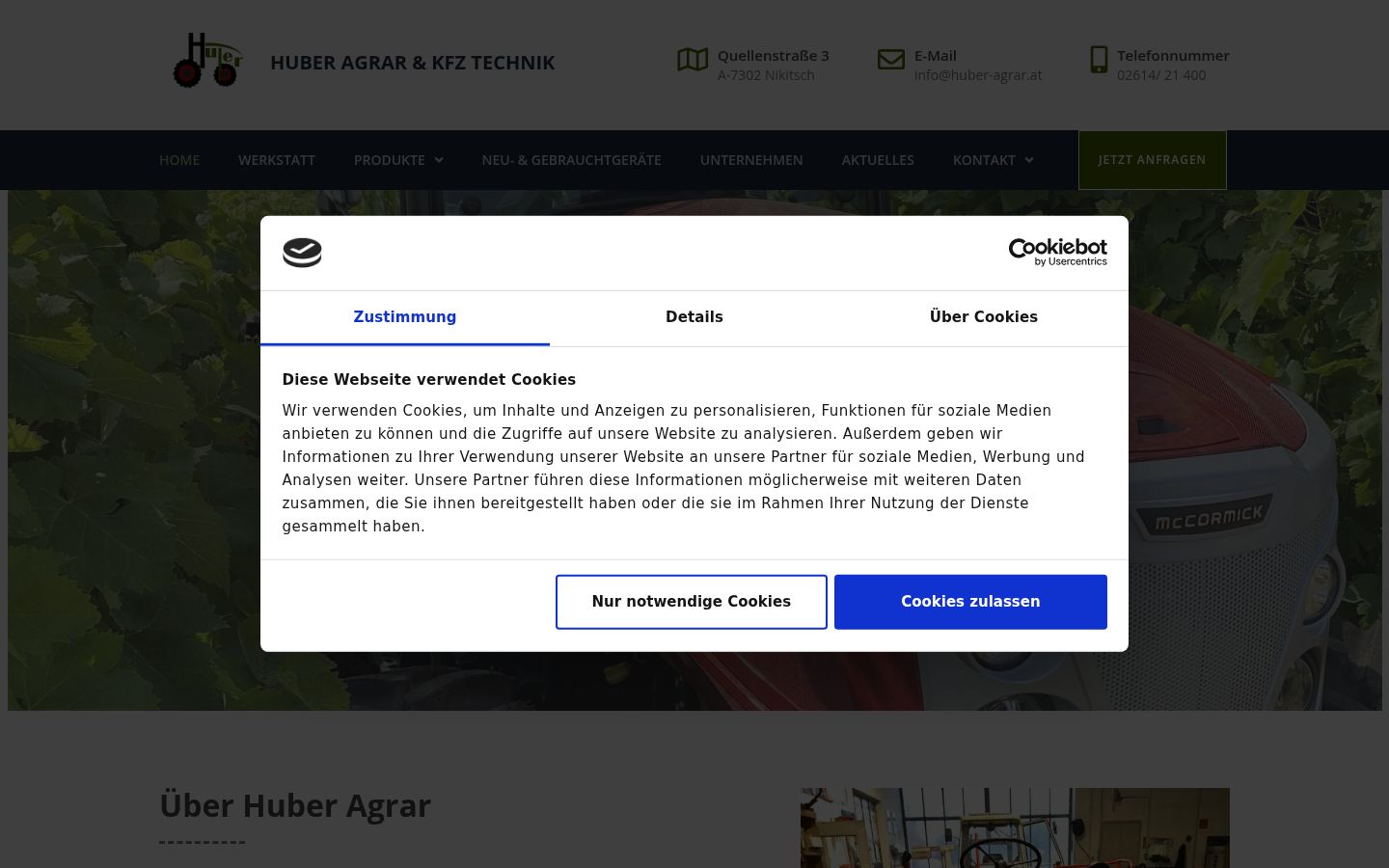 Screenshot of the consent banner shown before any interaction