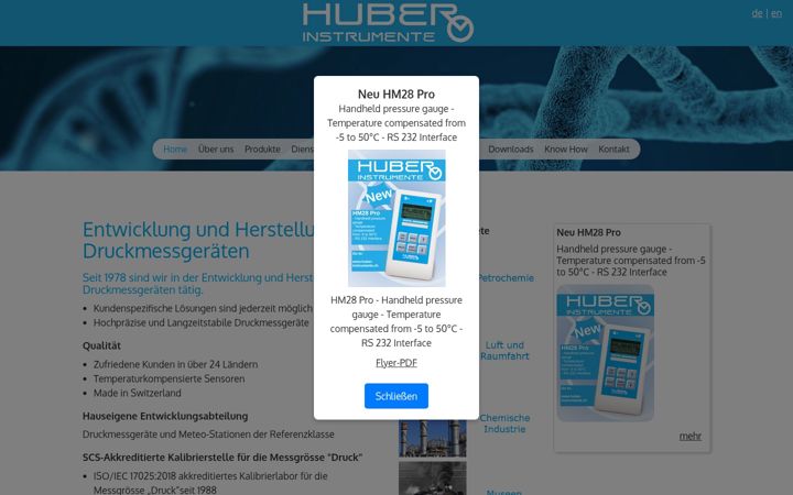 Screenshot of huber-instrumente.ch