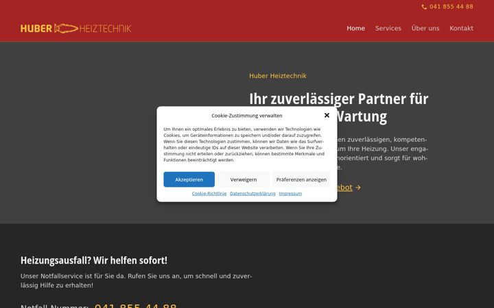 Screenshot of huberheiztechnik.ch