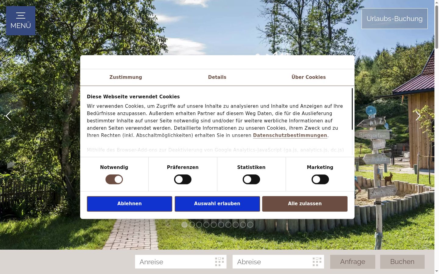 Screenshot of the consent banner shown before any interaction