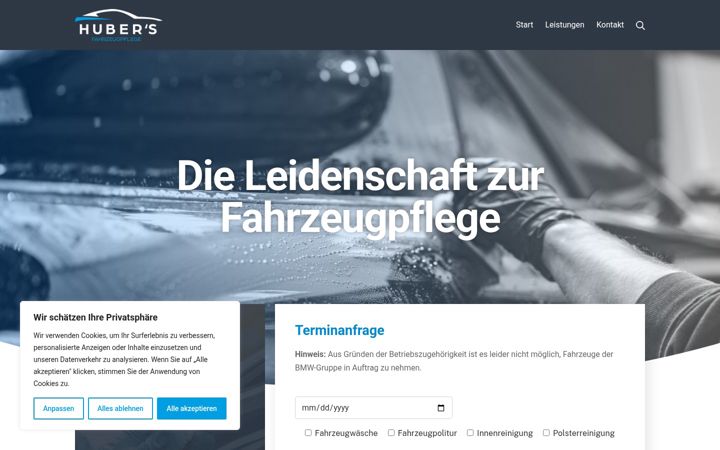 Screenshot of hubers-fahrzeugpflege.de