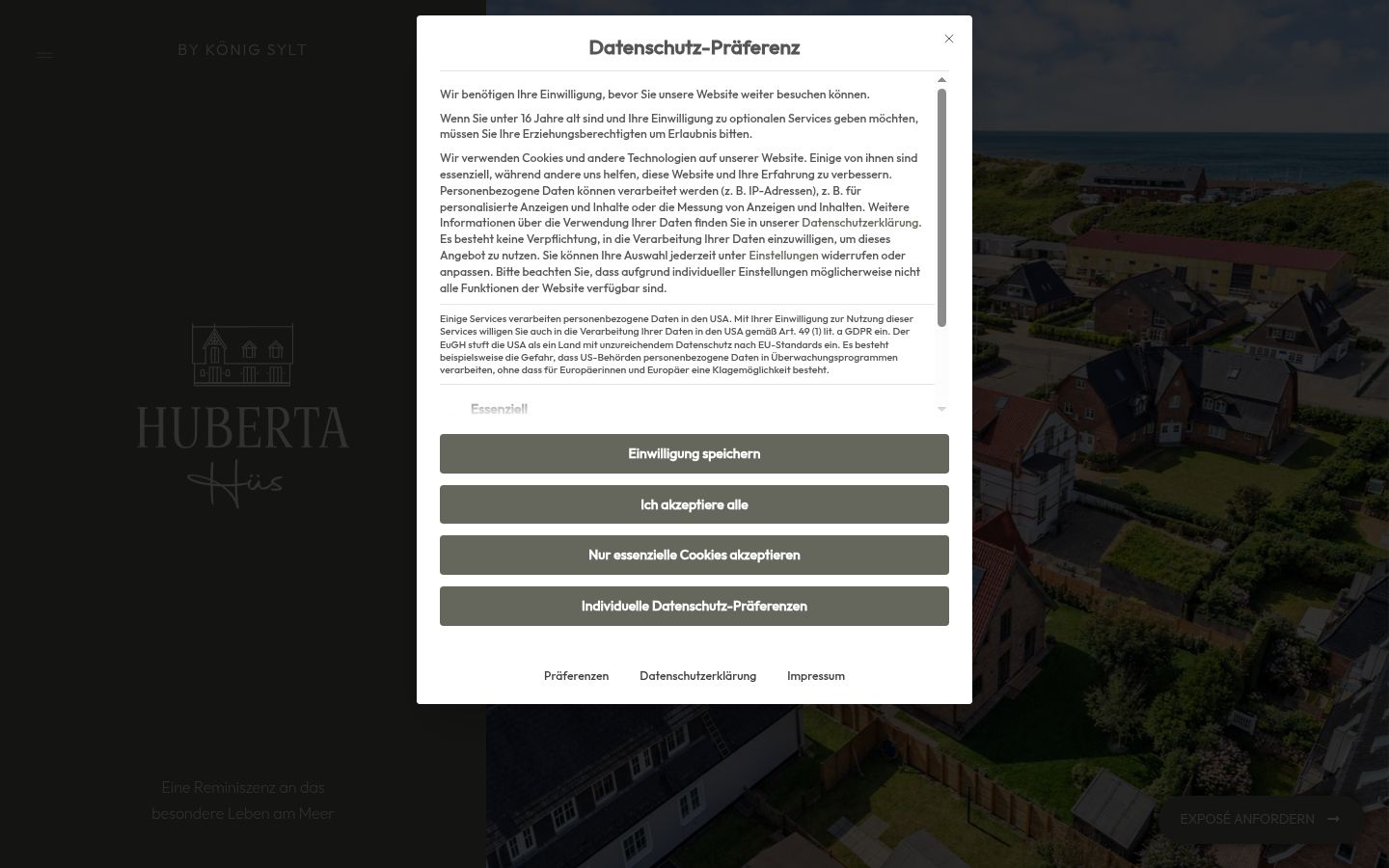 Screenshot del banner di consenso mostrato prima di qualsiasi interazione