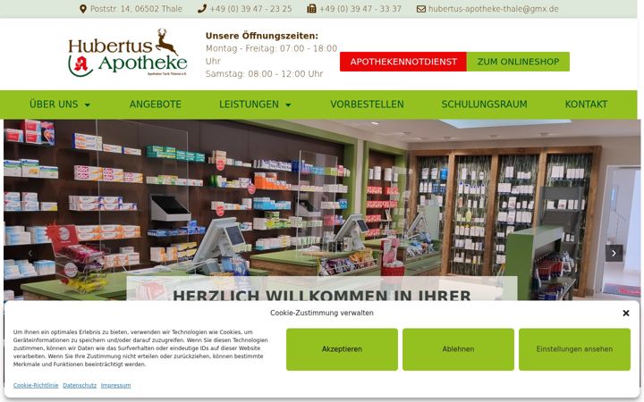 Screenshot of hubertus-apotheke-thale.de