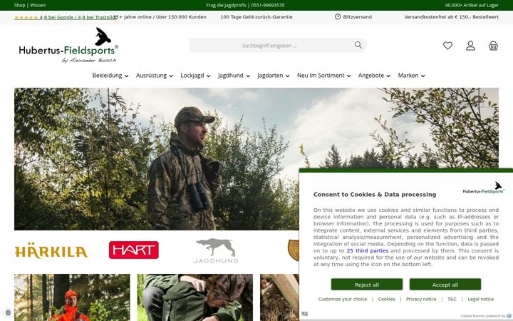 Screenshot of hubertus-fieldsports.de