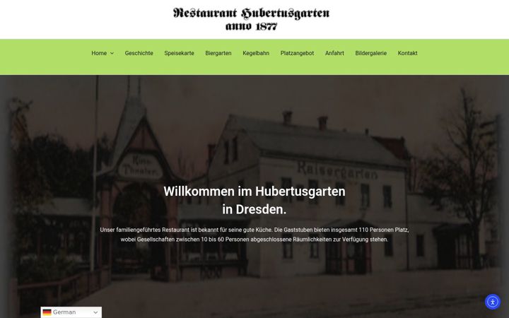 Screenshot of hubertusgarten.com