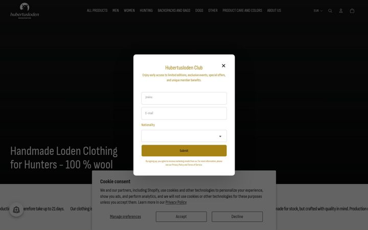 Screenshot of hubertusloden.com