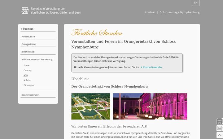 Screenshot of hubertussaal.de