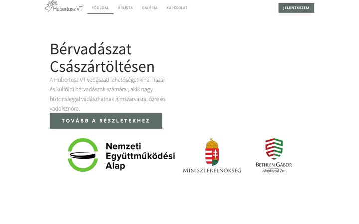 Screenshot of hubertuszvt.hu