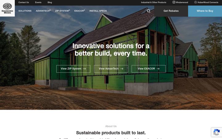 Kuvakaappaus sivustosta huberwood.com