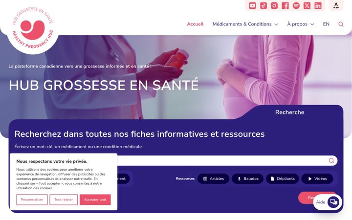 Screenshot of hubgrossesseensante.ca