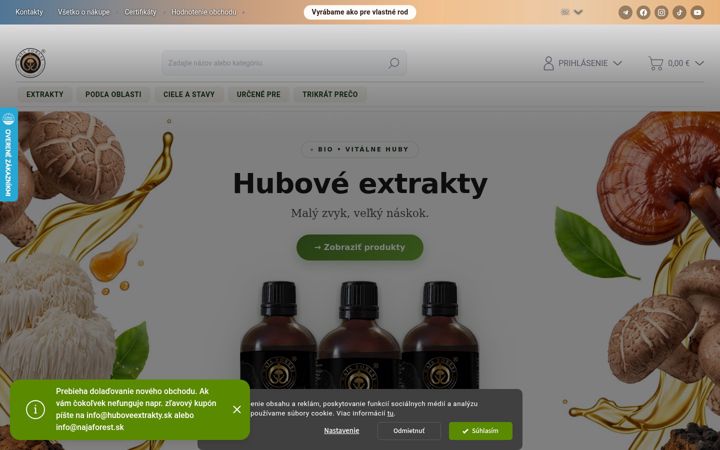 Screenshot of huboveextrakty.sk