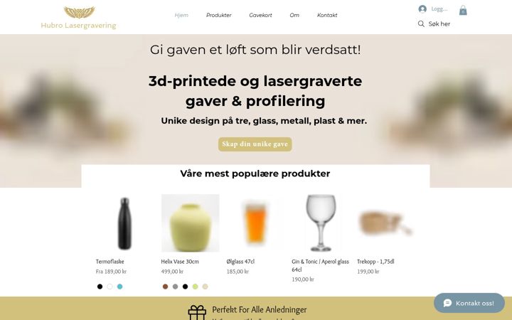 Screenshot of hubrolasergravering.no