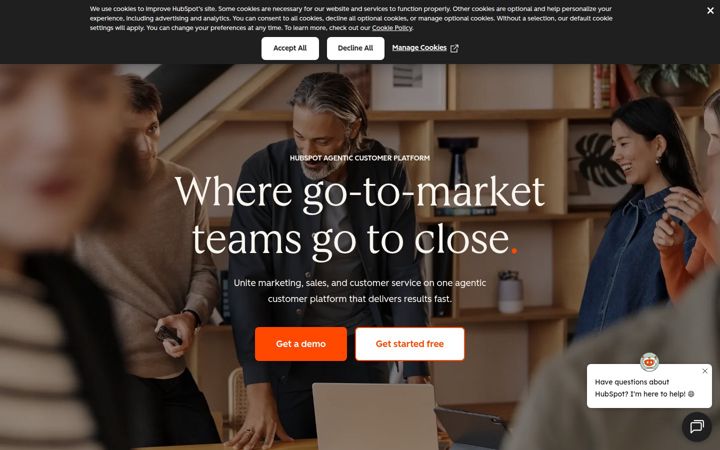 Екранна снимка на hubspot.com