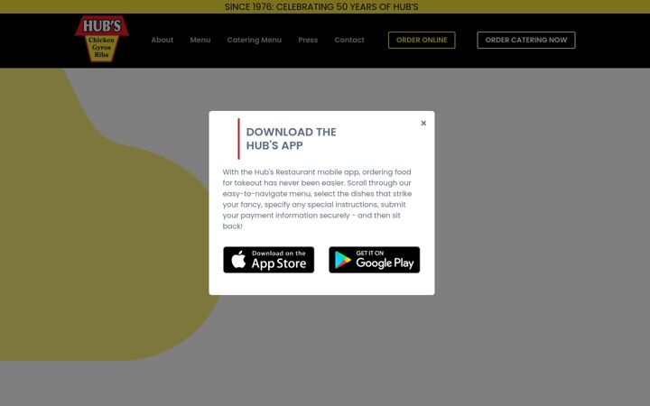 Screenshot of hubsrestaurant.com