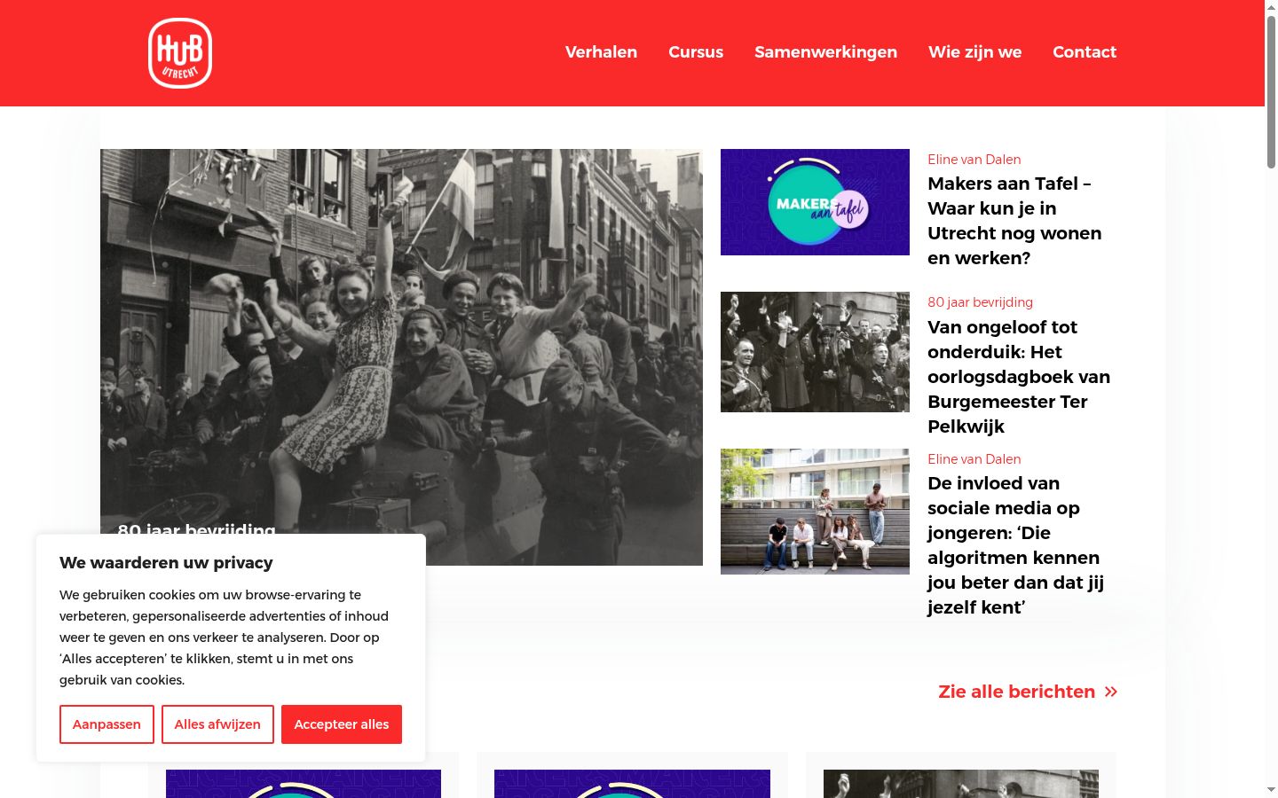 Screenshot des Einwilligungsbanners vor jeglicher Interaktion