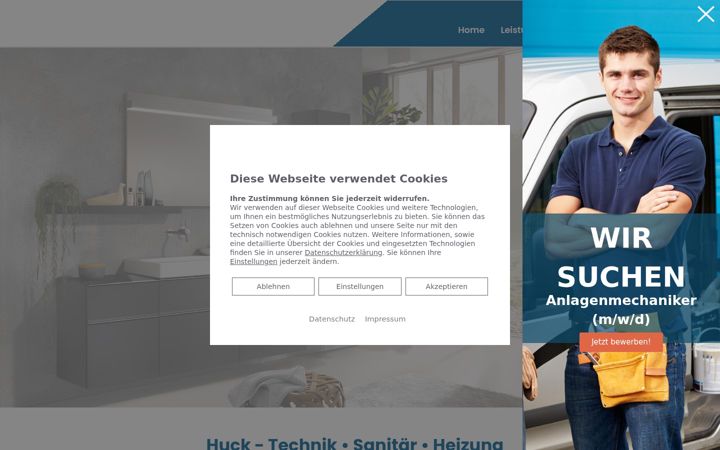 Screenshot of huck-heizung.de