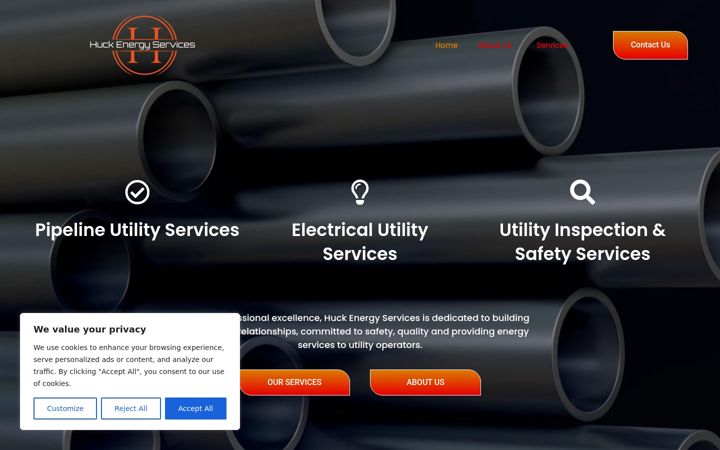 Screenshot of huckenergyservices.com