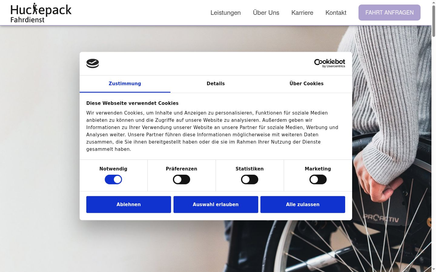 Screenshot of the consent banner shown before any interaction