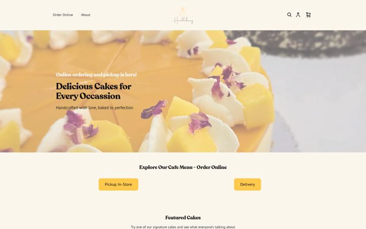 Screenshot of huckleberrycakes.ca