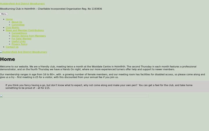 Screenshot of huddersfieldwoodturners.org.uk