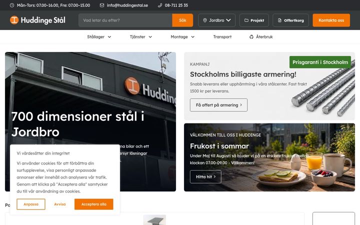 Screenshot of huddingestal.se