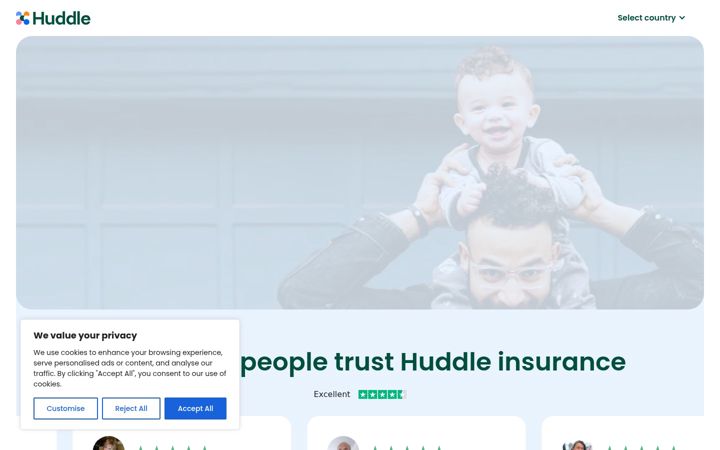 Screenshot of huddleinsurance.com