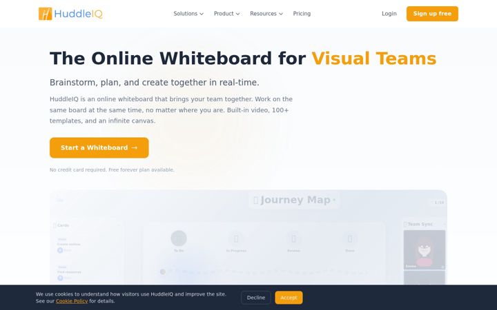 Screenshot of huddleiq.com