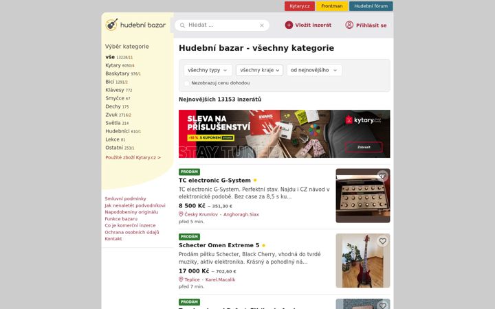 Skärmbild av hudebnibazar.cz