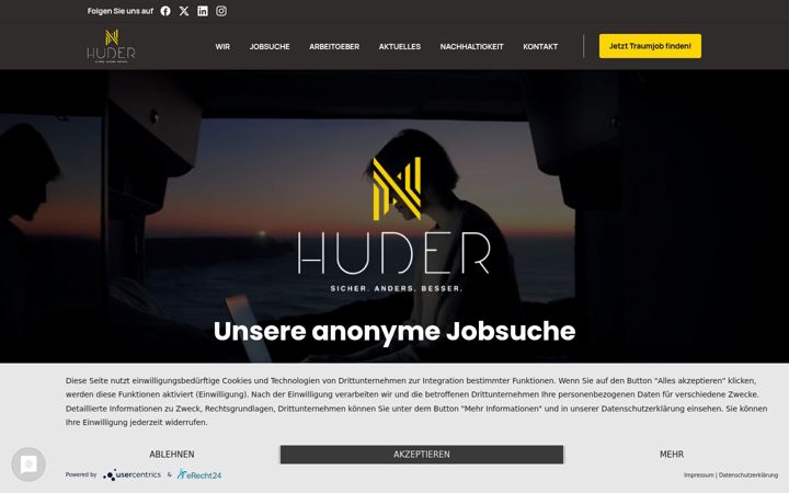 Screenshot of huder-personal.de