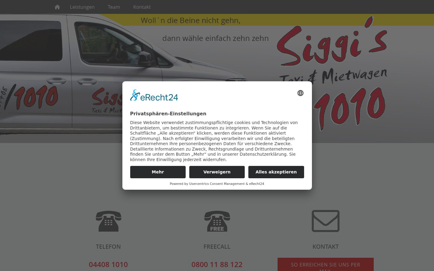 Screenshot del banner di consenso mostrato prima di qualsiasi interazione