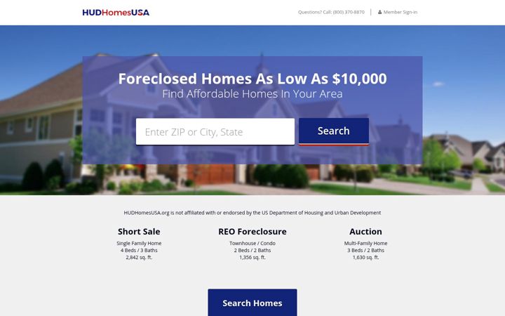 Screenshot of hudhomesusa.org